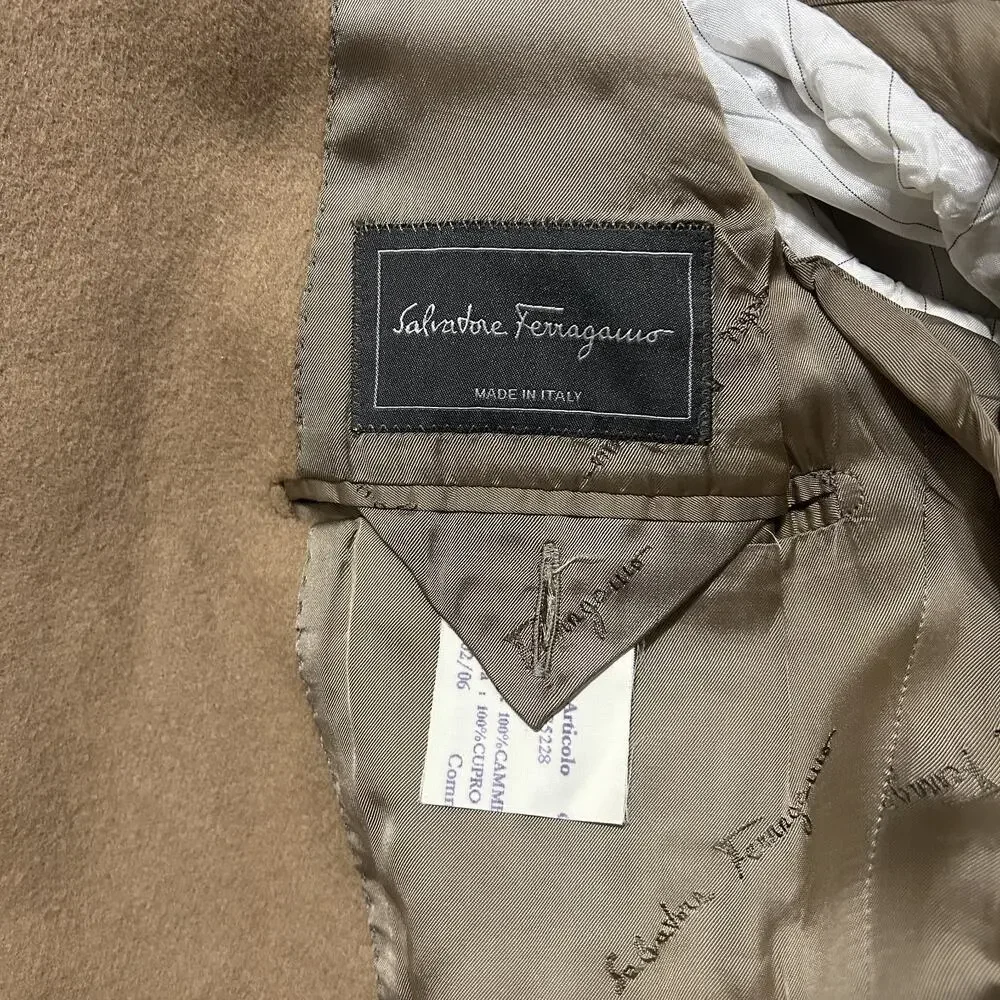 Salvatore Ferragamo Sport Coat Mens 42 R Tan Brown Pure Camel Hair Blazer Italy